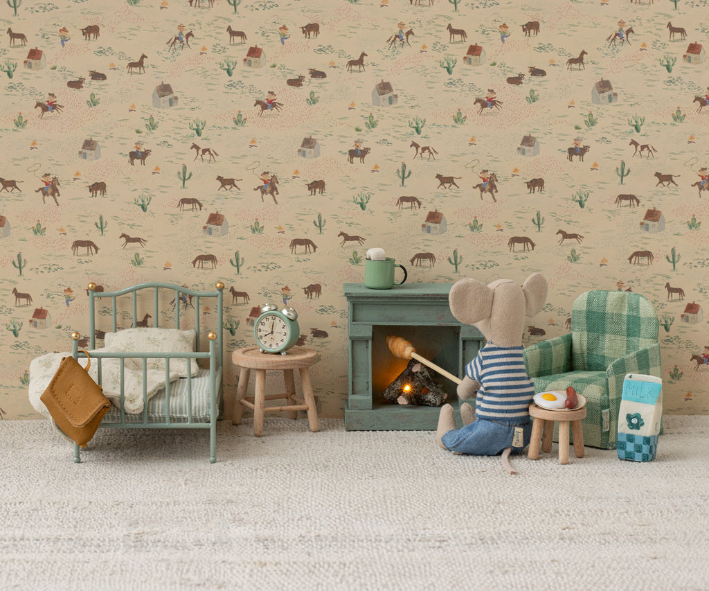 Maileg Vintage Single Bed, Mouse - Mint