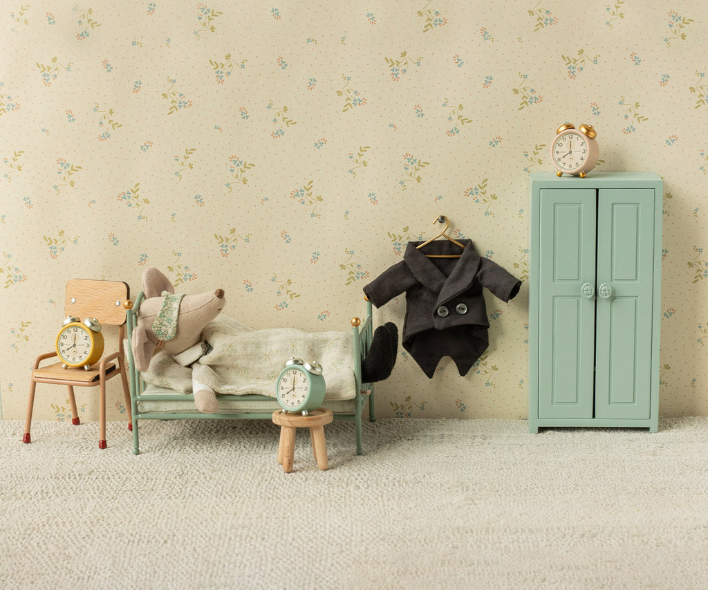 Maileg Vintage Single Bed, Mouse - Mint