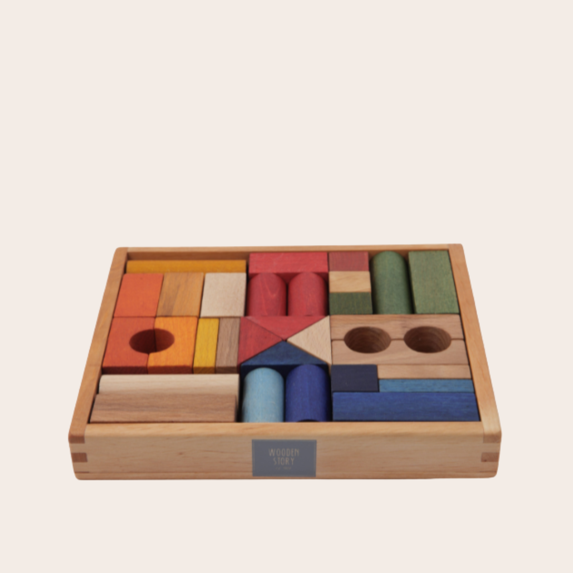 Wooden Story Rainbow Blocks in Tray - 30 Pieces