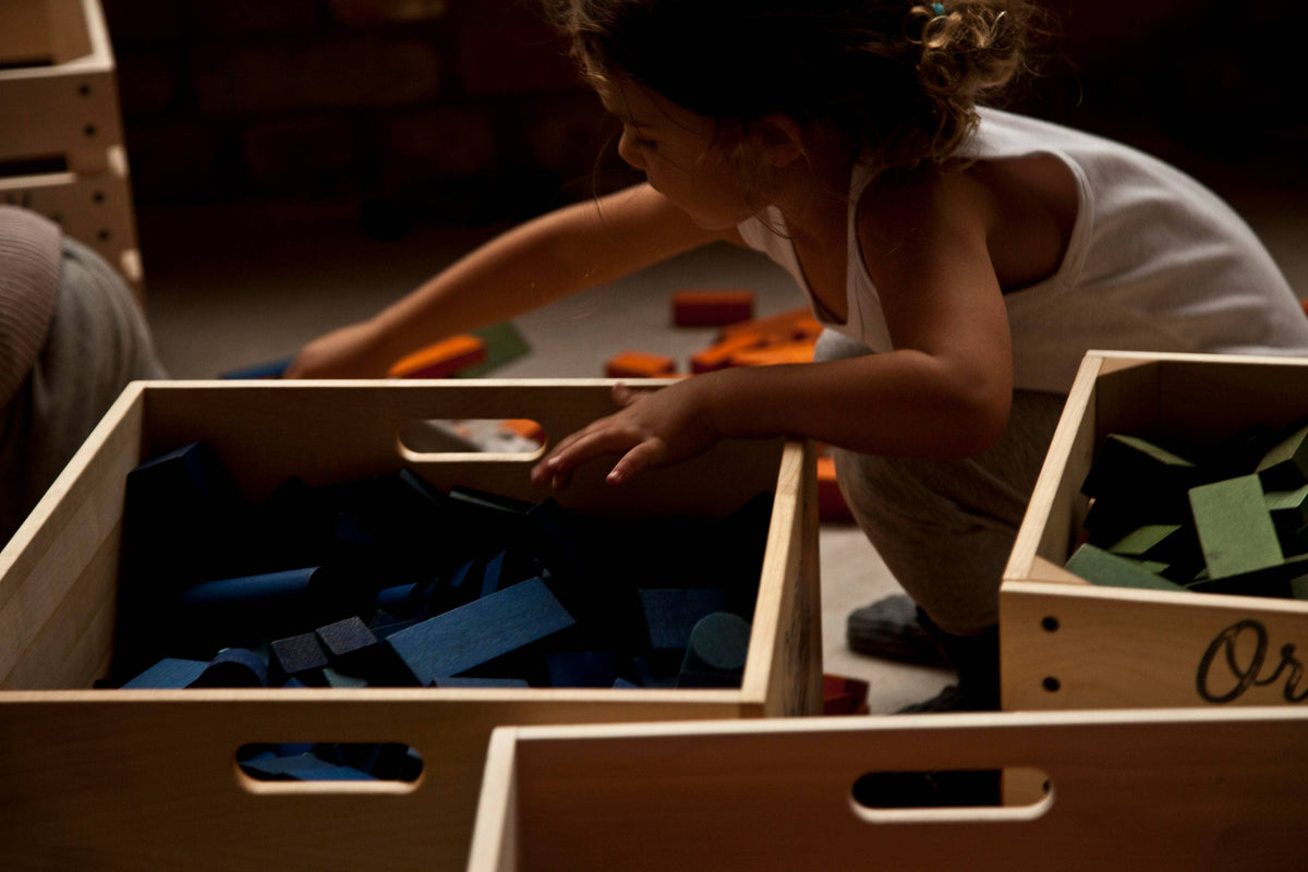 Wooden Story Rainbow Blocks in Sack | 100 Pieces
