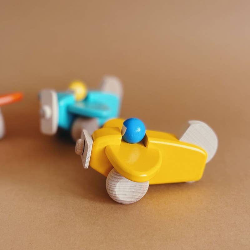 BAJO Wooden Airplane Toy | Yellow