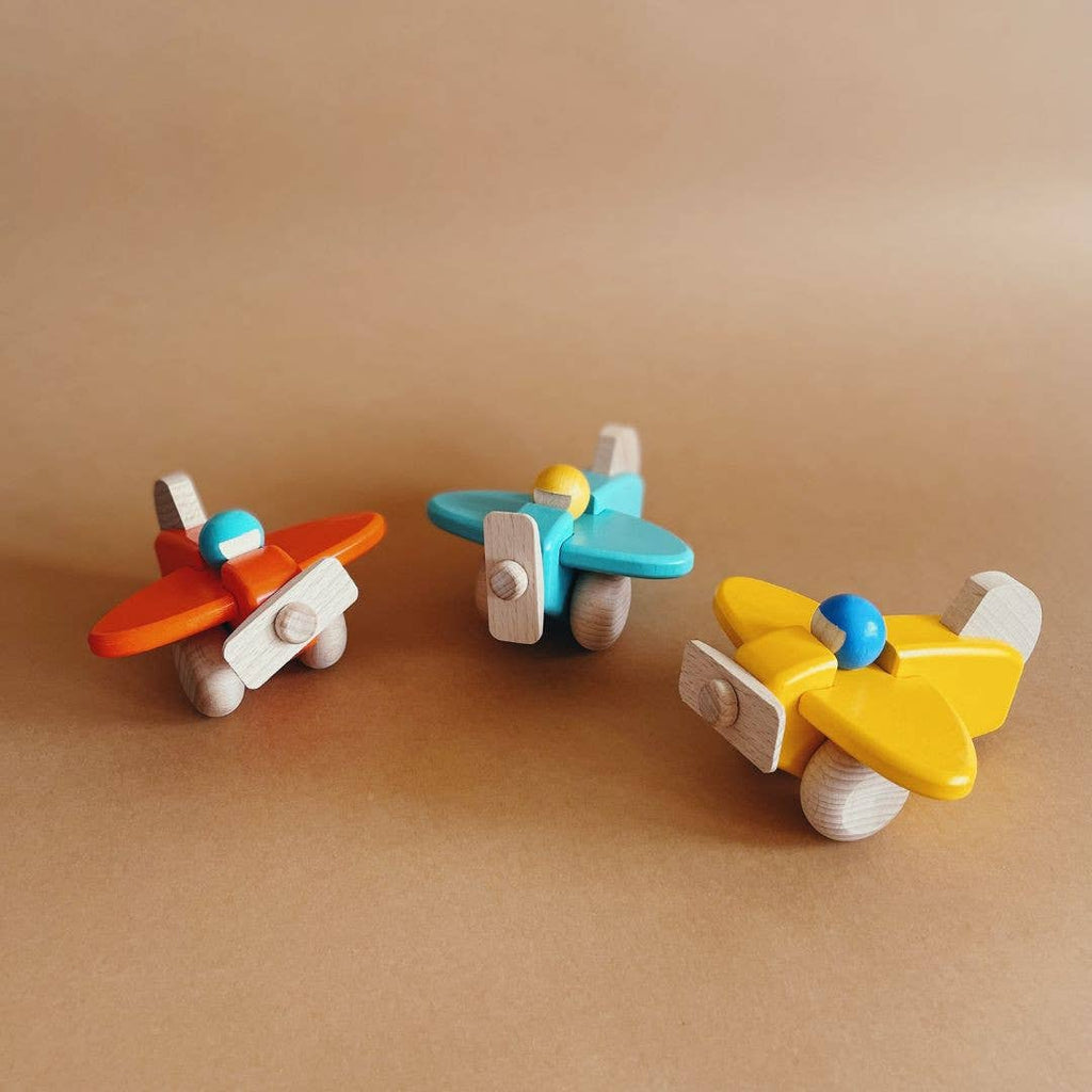 BAJO Wooden Airplane Toy | Yellow