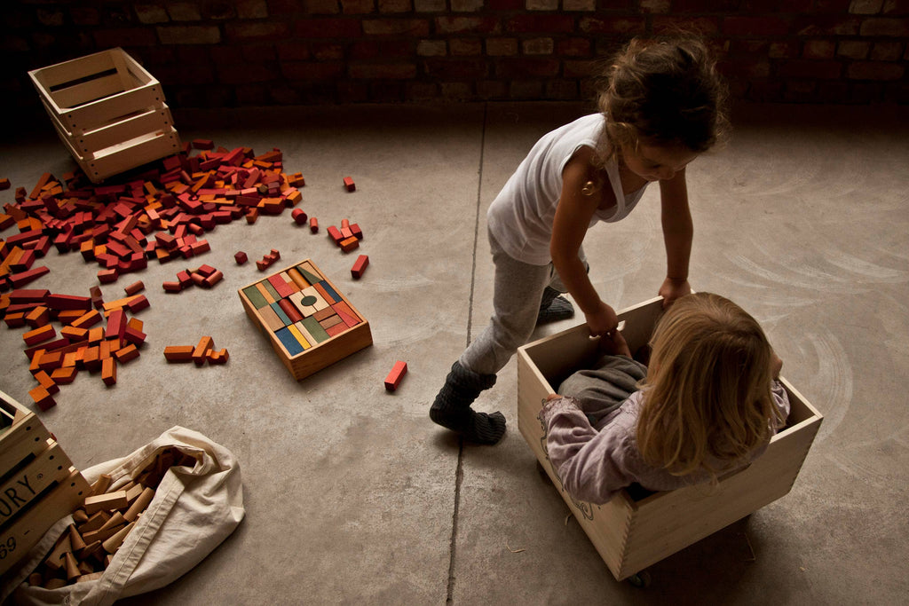 Wooden Story Rainbow Blocks in Sack | 100 Pieces