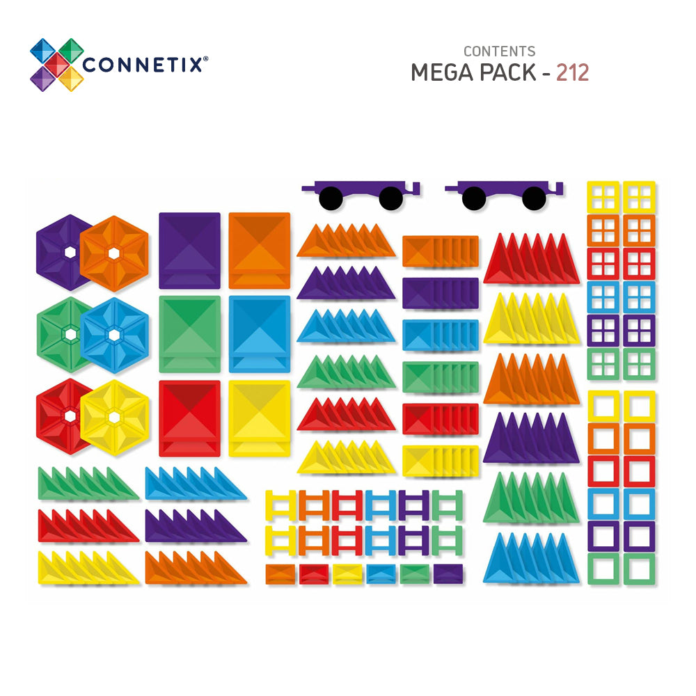 CONNETIX 212 Piece Magnetic Tiles Rainbow Mega Pack