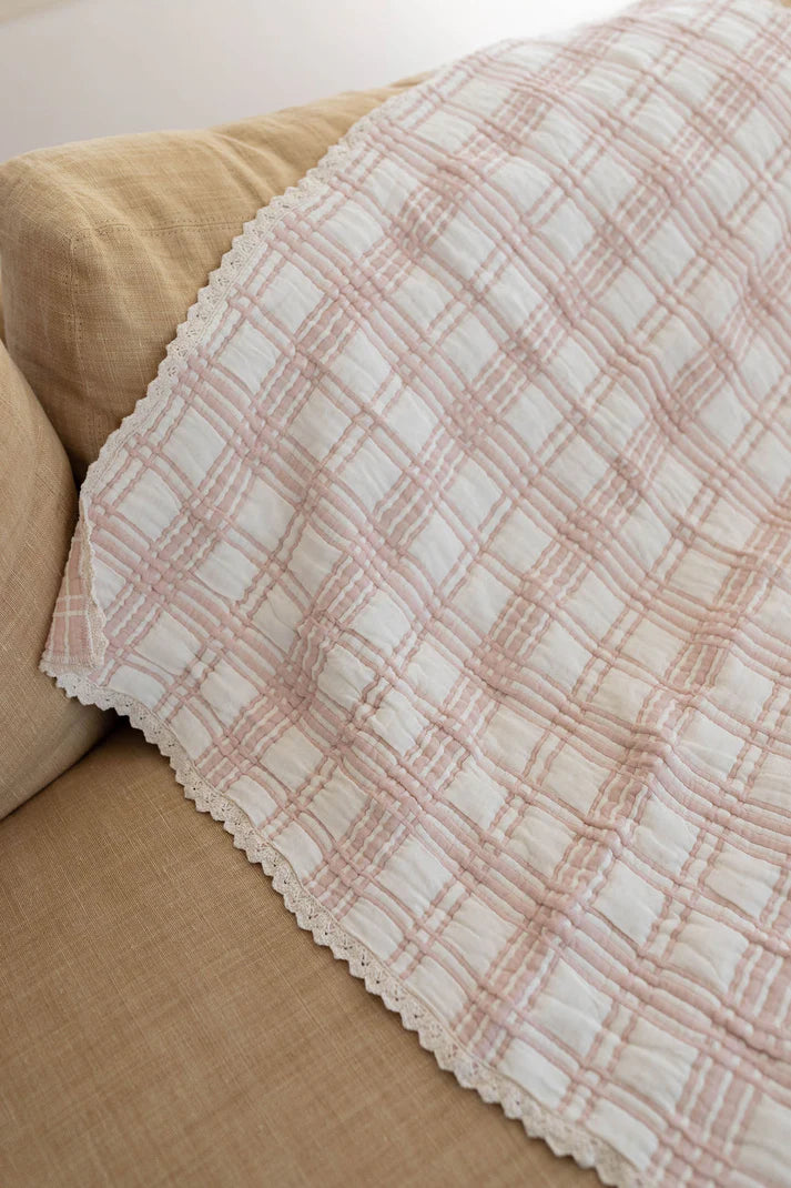 New Grain French Plaid Quilt Petal | 76 × 102 cm