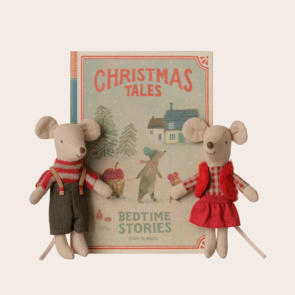 Maileg Christmas Twin Mice Little Sister & Brother in Book