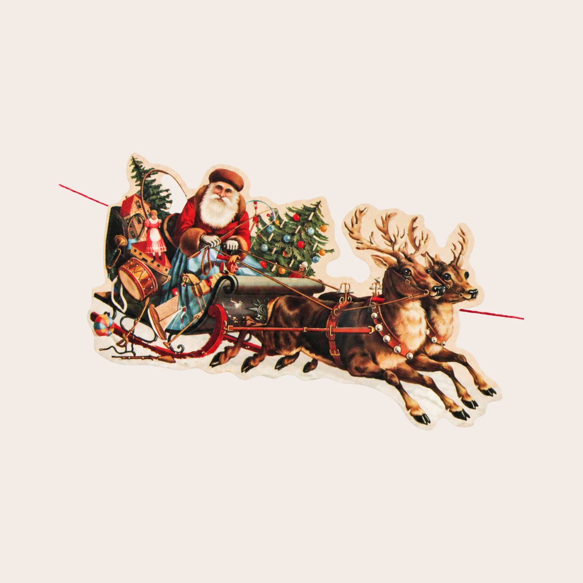 Mamelok Victorian Paper Christmas Garland | Santa Sleigh