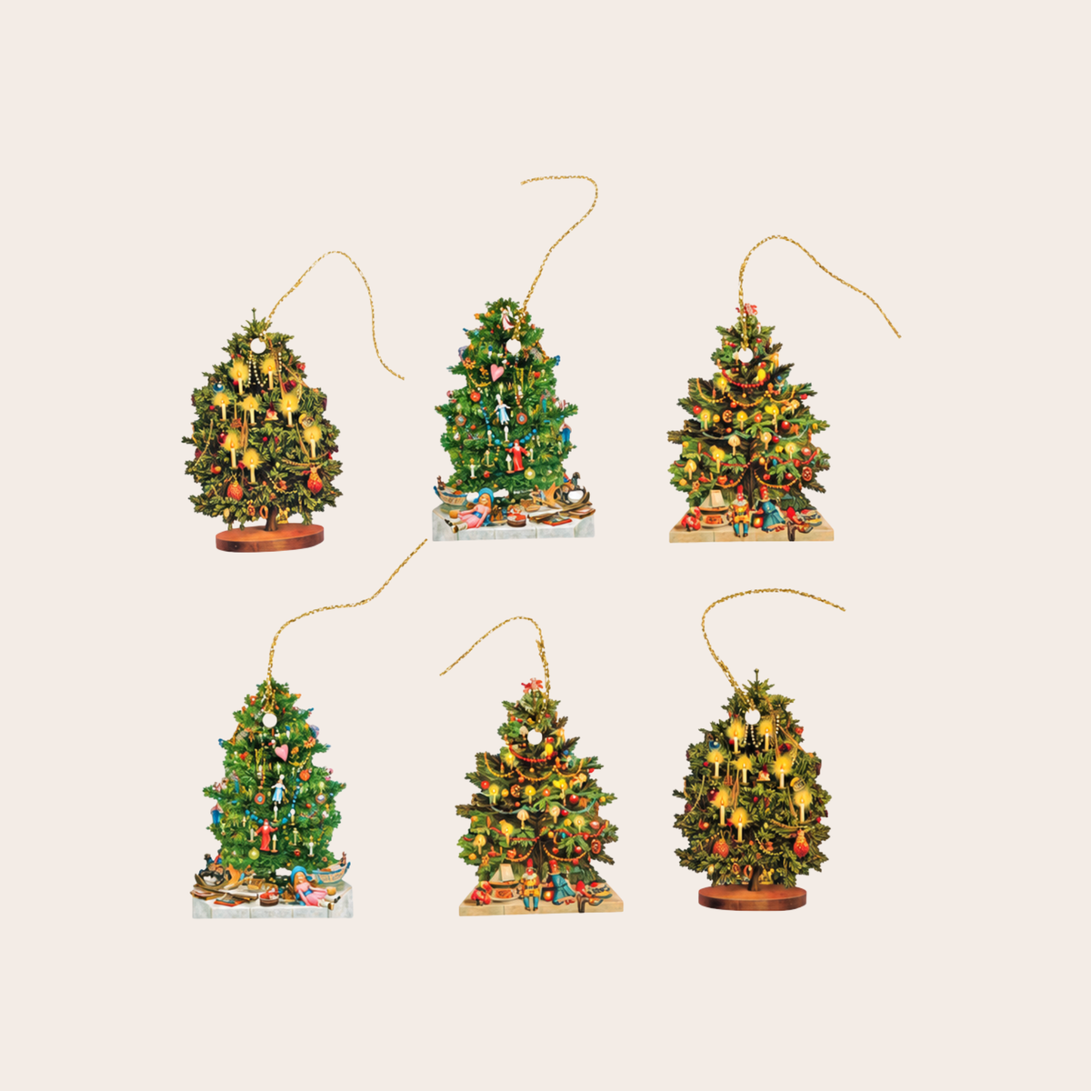 Ernst Freihoff Nostalgic Paper Christmas Tree Ornaments | Set of 6