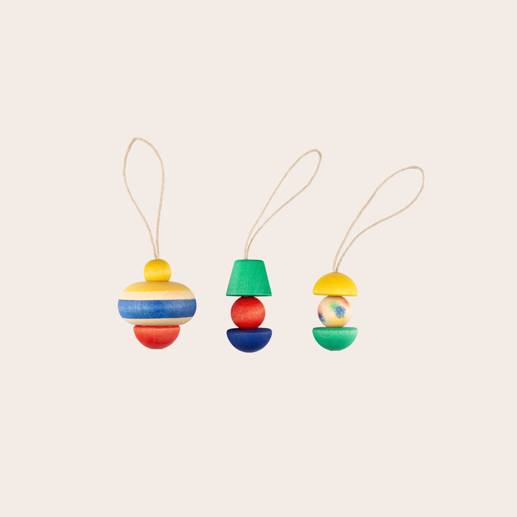 Grapat No 9 Pure Shine Wooden Christmas Ornaments | Set of 3