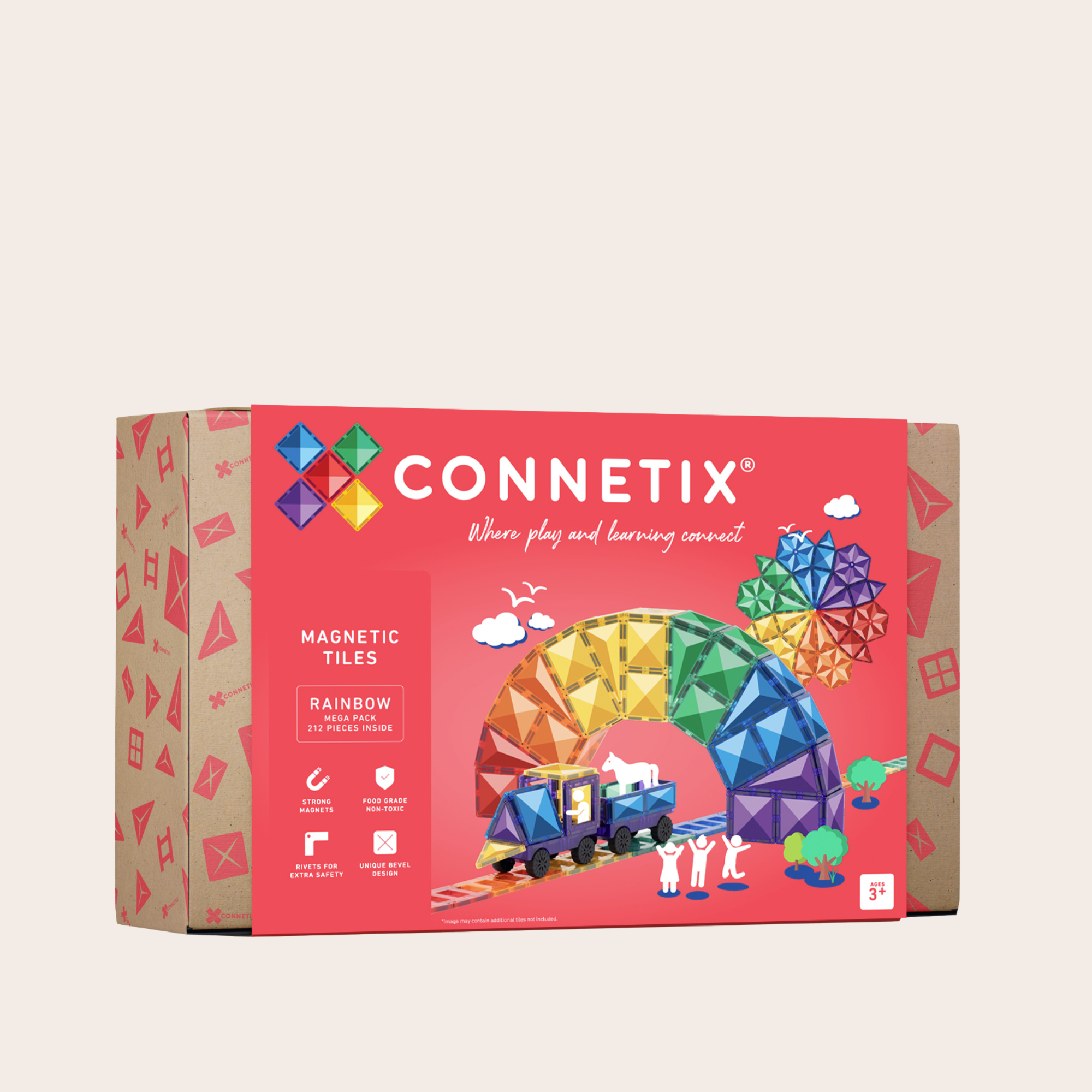 CONNETIX 212 Piece Magnetic Tiles Rainbow Mega Pack