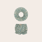 We Are Gommu Green Flowers Shorts & Collar Set
