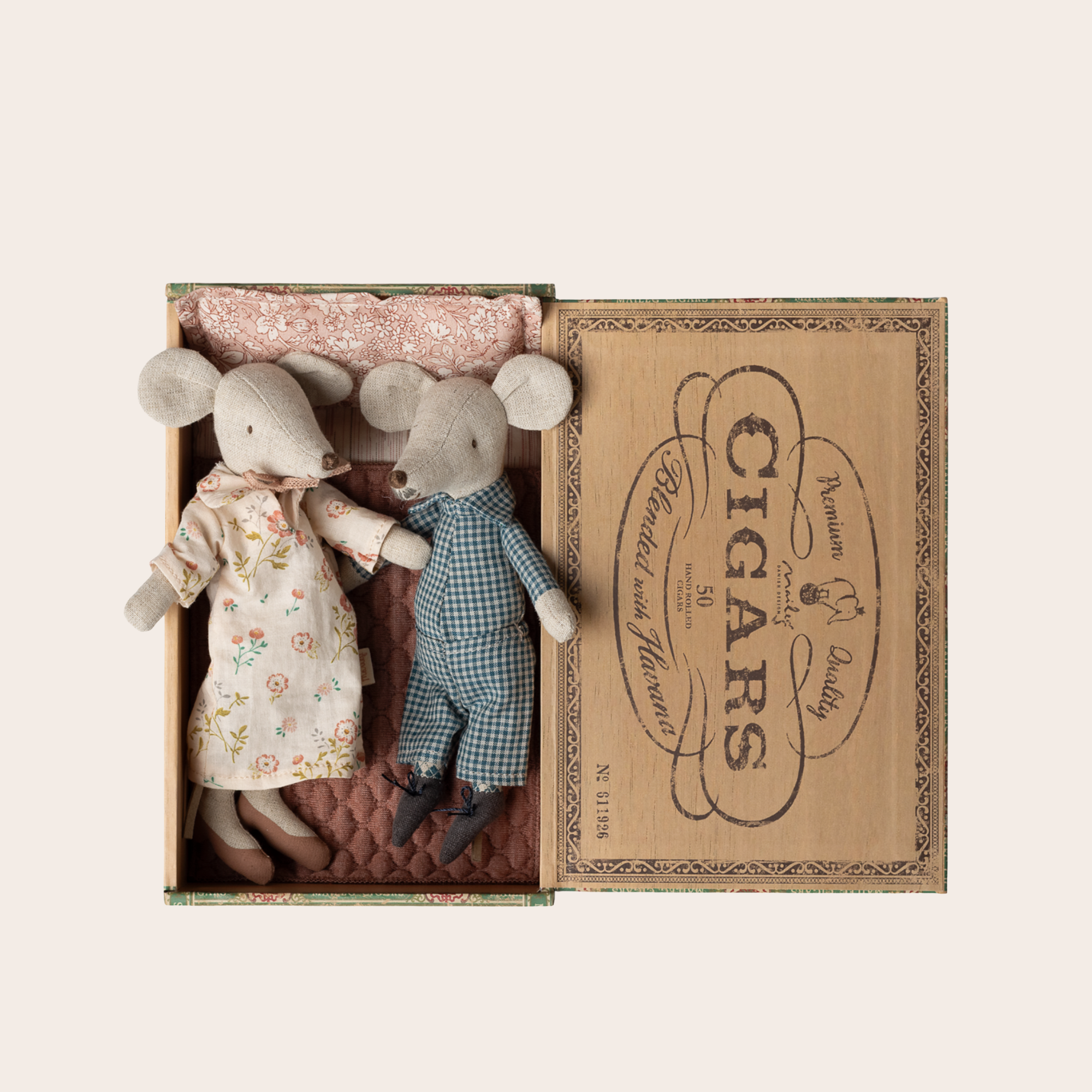 Maileg Grandma & Grandpa Mice in Cigar Box