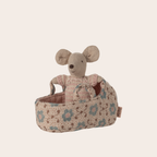 Maileg Baby Mouse in Carry Cot – Rose