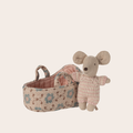 Maileg Baby Mouse in Carry Cot – Rose