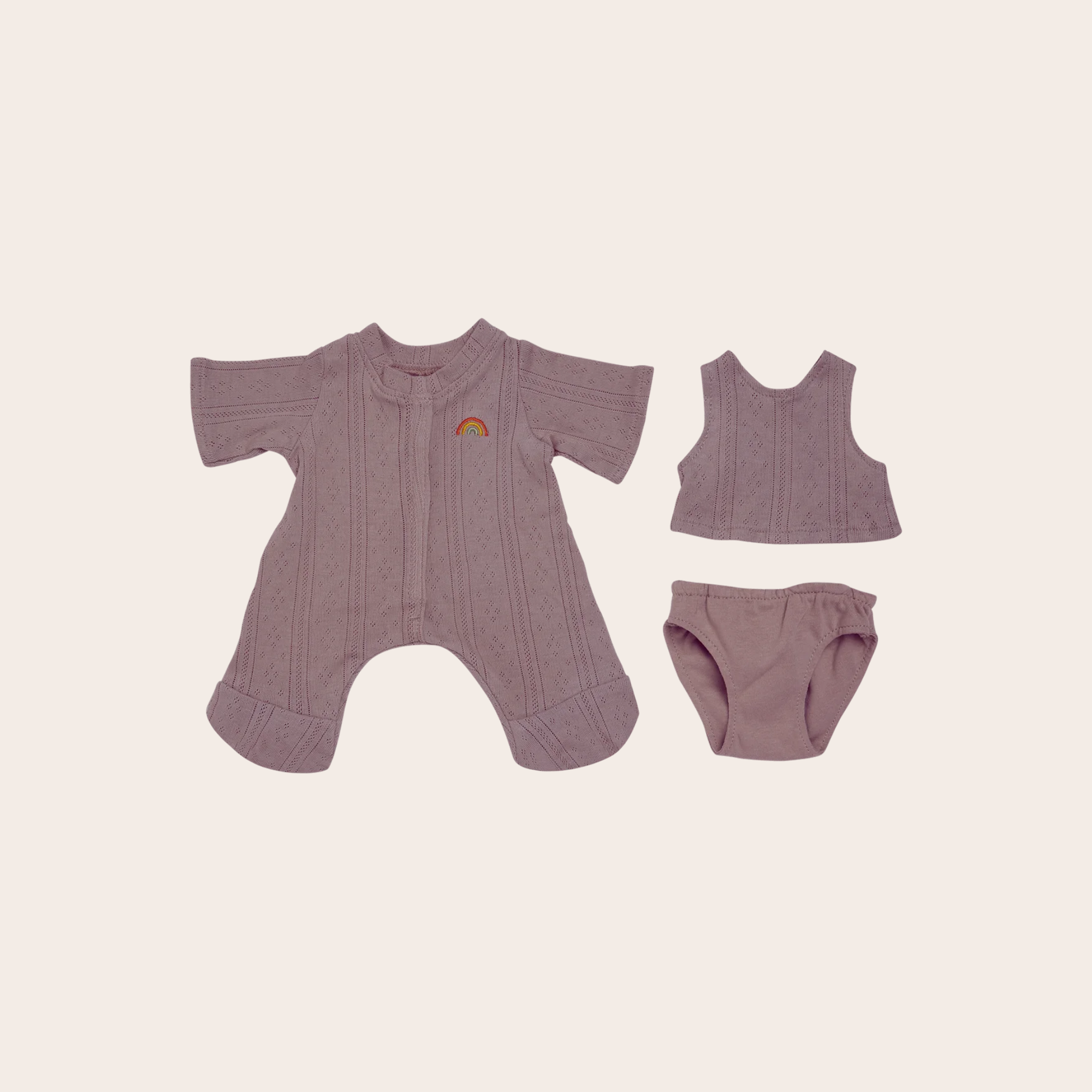 Olli Ella Dinkum Doll Pointelle PJ Set Lavender