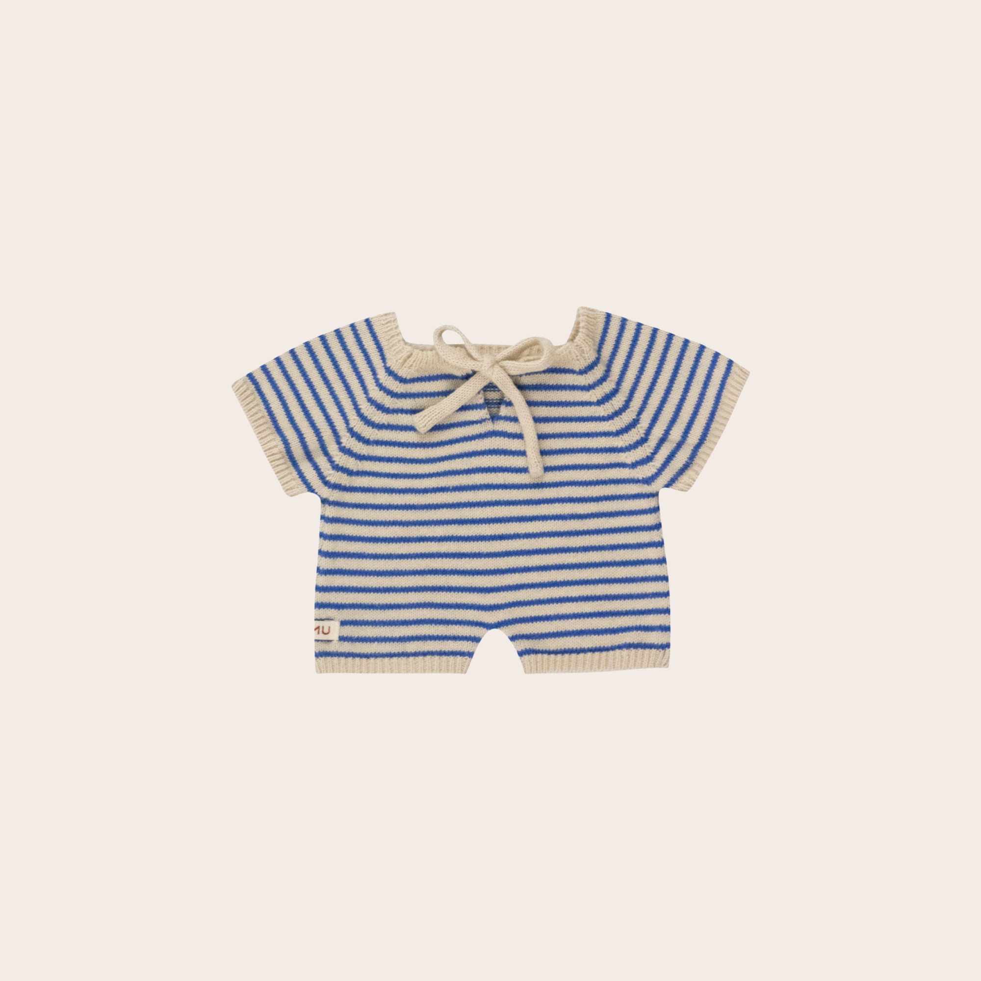 We Are Gommu French Stripes Short One-Piece – Sand/Blue