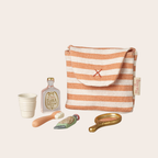Maileg Toothbrush Set in Bag, Mouse - Coral Stripe