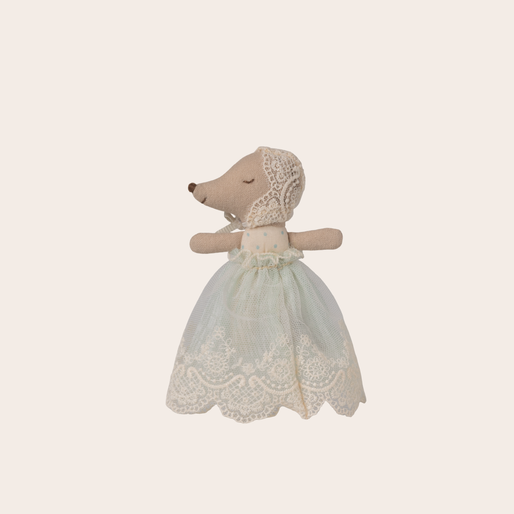 Maileg Baby Mouse in Gown – Mint