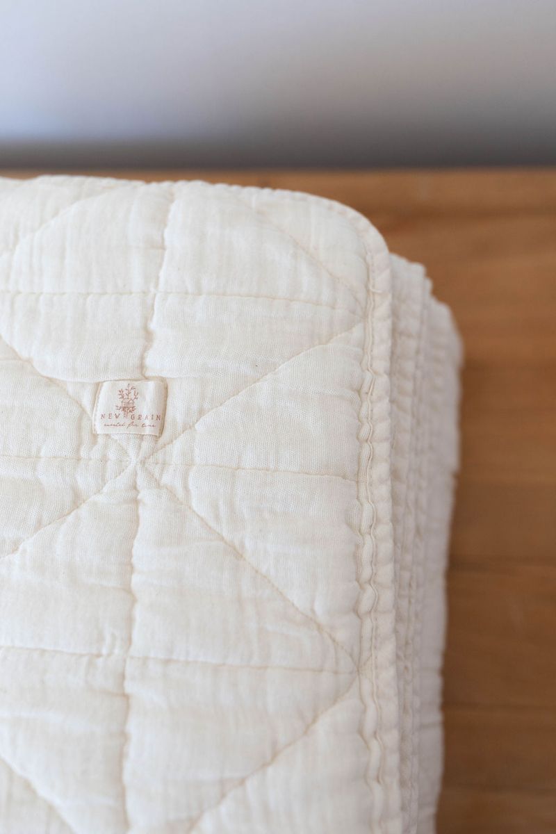 New Grain Quilted Blanket Natural | 91 × 127 cm
