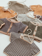 We Are Gommu French Stripes Short One-Piece – Sand/Blue
