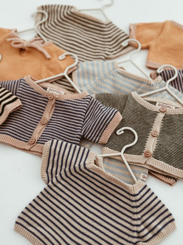 We Are Gommu French Stripes Short One-Piece – Sand/Blue