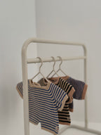 We Are Gommu French Stripes Short One-Piece – Sand/Blue