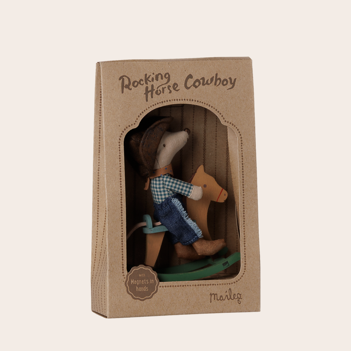 Maileg Cowboy Mouse on Rocking Horse, Little Brother